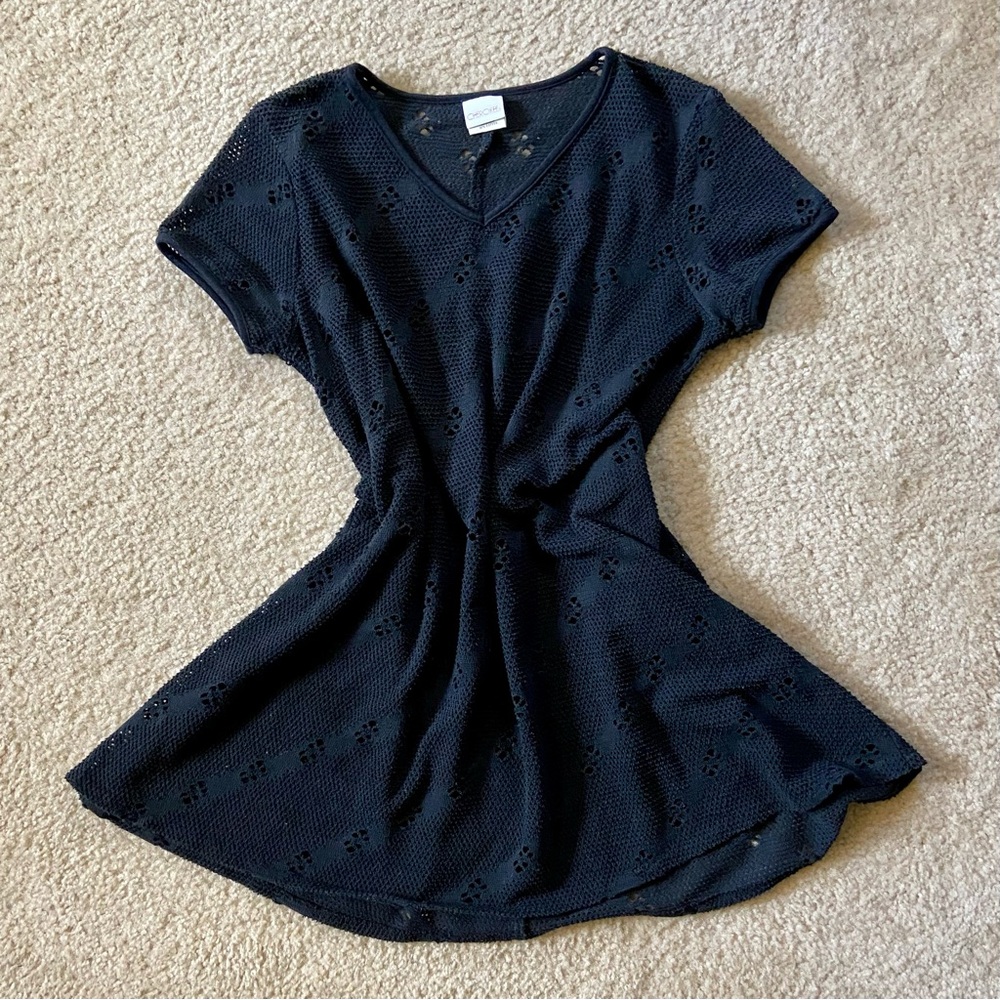 Vintage 90’s Black Knit Swimsuit Coverup Dress | Women | Small